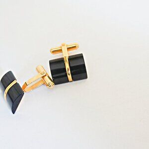 Mens 14k Gold Filled Black Onyx  Cuff Links